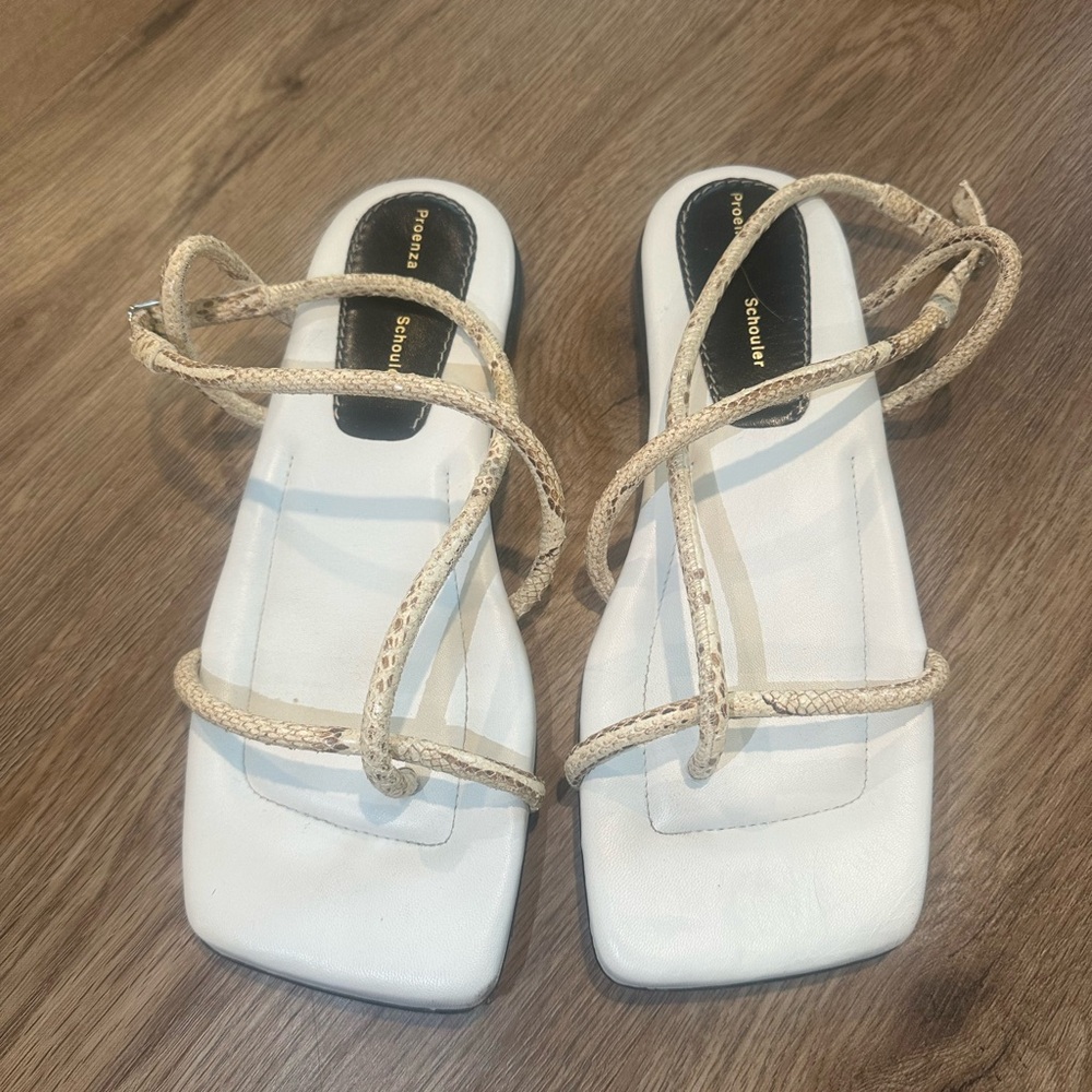 Proenza Schouler Cream and White Strappy Sandals